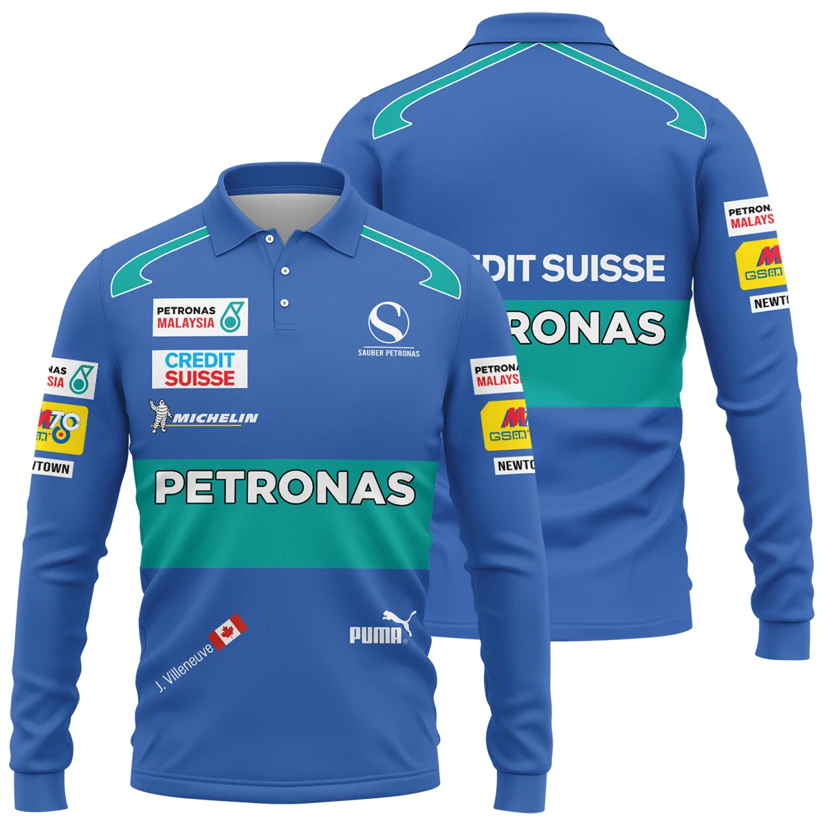 2005 Jacques Villeneuve Racing Suit F1 Long Polo Shirt BLJV10825A7LPL