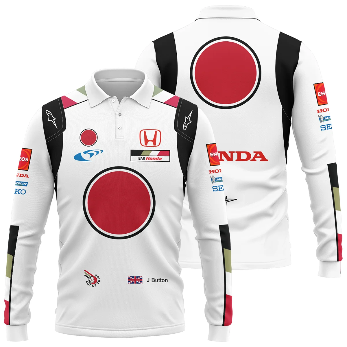 2005 Jenson Button Racing Suit BAR Honda F1 Long Polo Shirt BLVAJB010925A3LPL