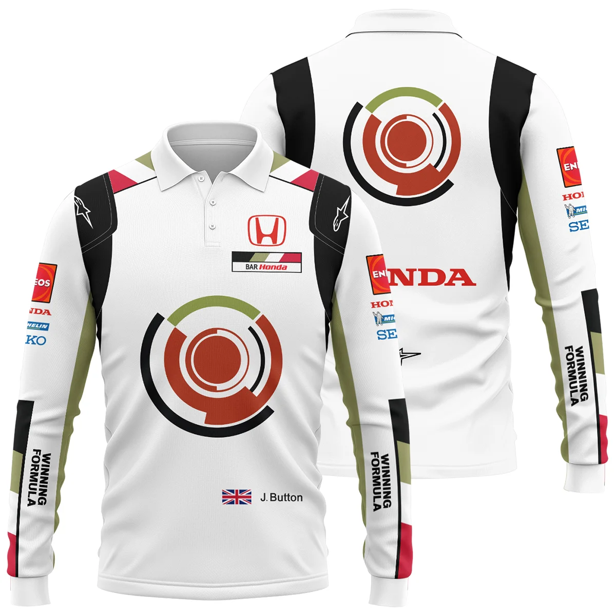 2005 Jenson Button Racing Suit BAR Honda F1 Long Polo Shirt BLVAJB010925A4LPL