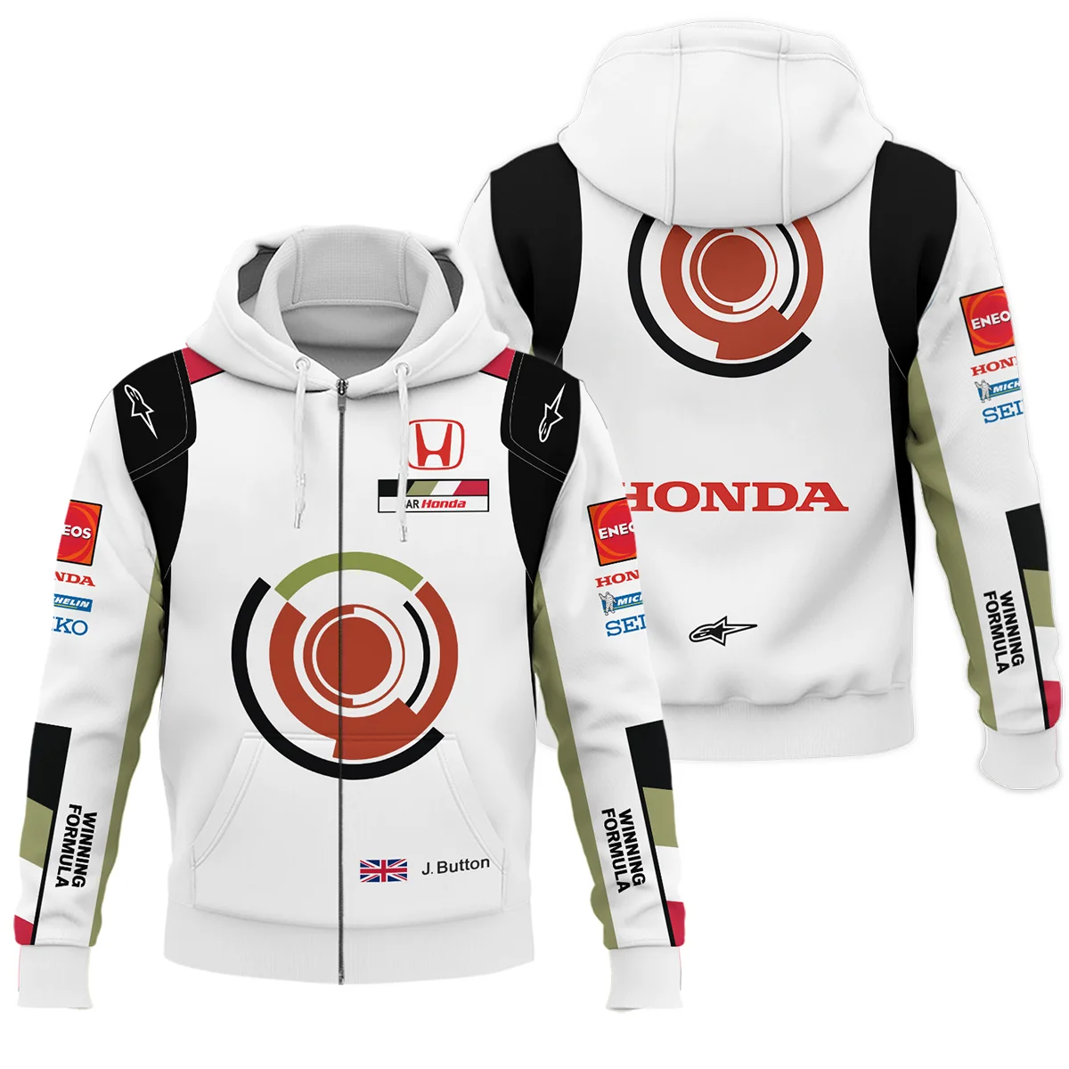 2005 Jenson Button Racing Suit BAR Honda F1 Zipper Hoodie BLVAJB010925A4ZHD