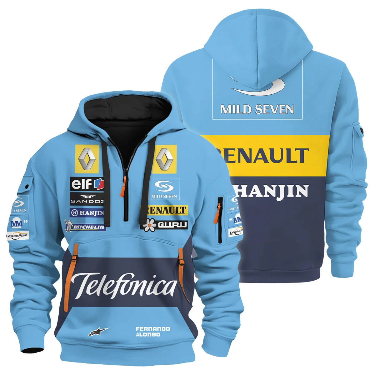 2006 Fernando Alonso Racing Suit Renault F1 Hoodie Half Zip BLVAFA030925A4HDF