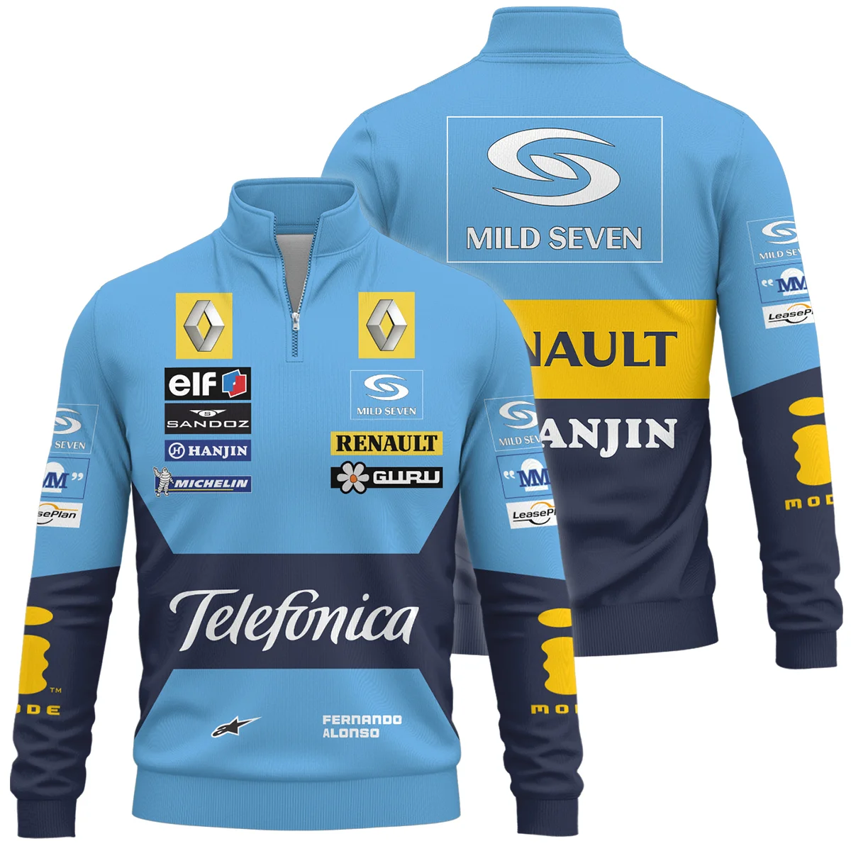 2006 Fernando Alonso Racing Suit Renault F1 Quarter-Zip Sweatshirt BLVAFA030925A4QZS