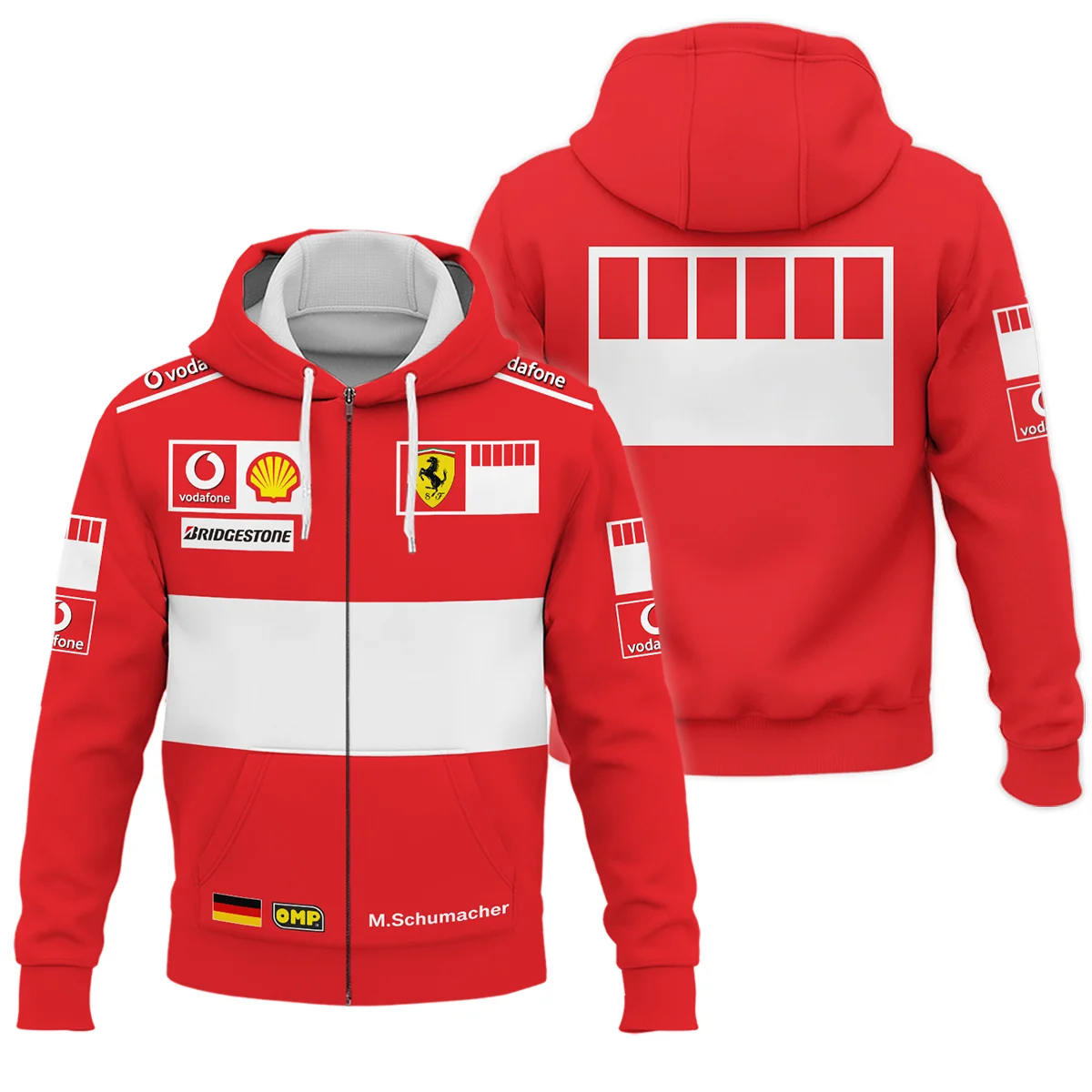 2006 Michael Schumacher Race Suit Ferrari F1 Zipper Hoodie BLVAMC020925A6ZHD