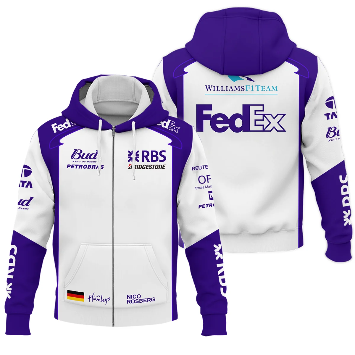 2006 Nico Rosberg Racing Suit Williams F1 Zipper Hoodie BLVANR281125A2ZHD