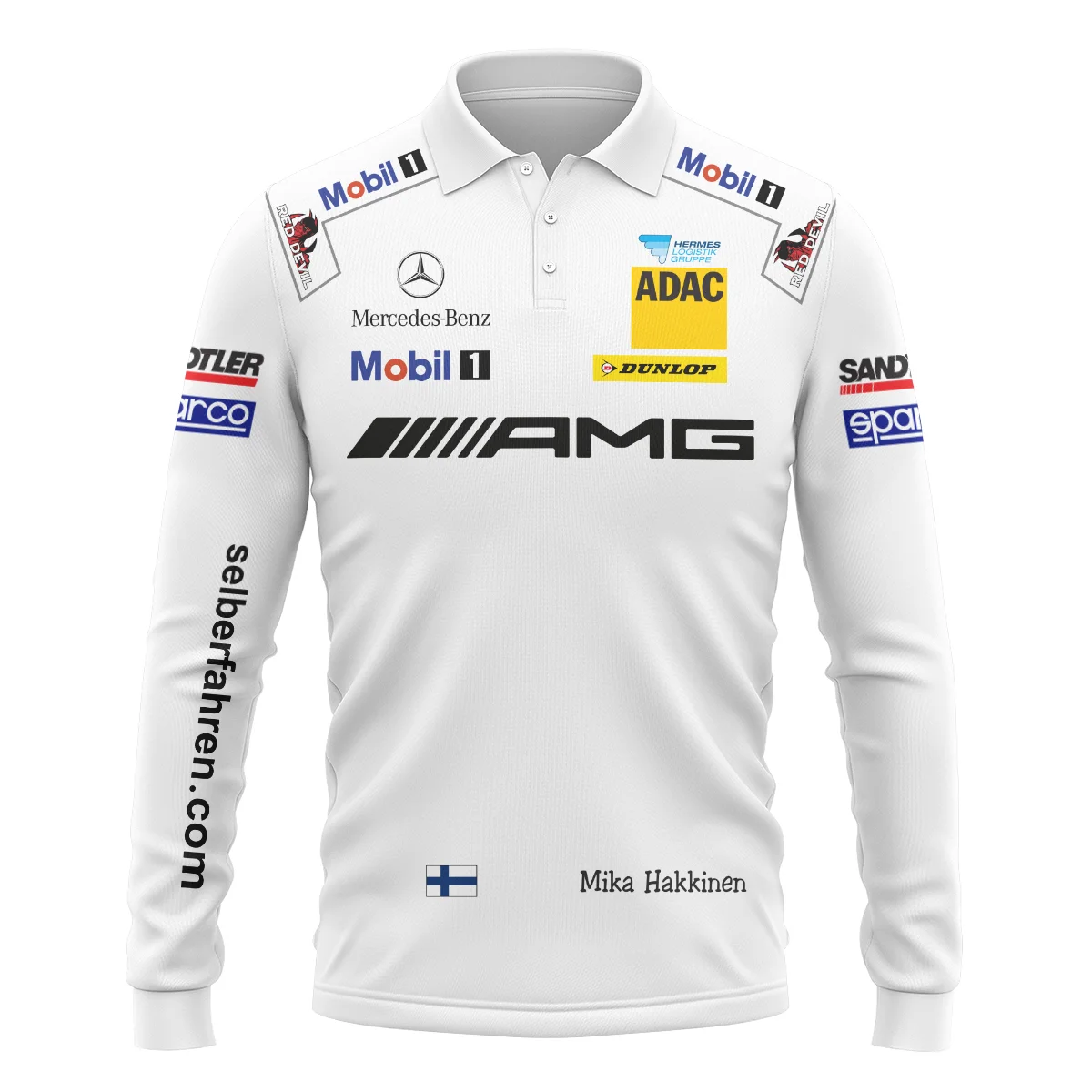 Alternative view of 2007 Mika Hakkinen Racing Suit Mercedes Long Polo Shirt BLVAMH271025A5LPL