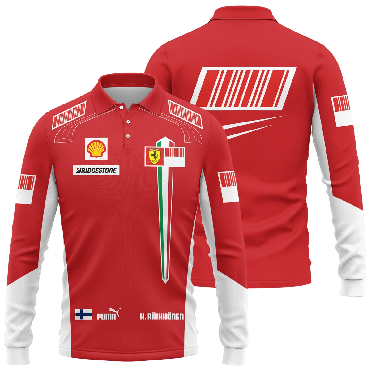 2007 WDC Kimi Raikkonen Racing Suit Ferrari Long Polo Shirt BLVAKR191125A10LPL - Racing Lifestyle Clothing