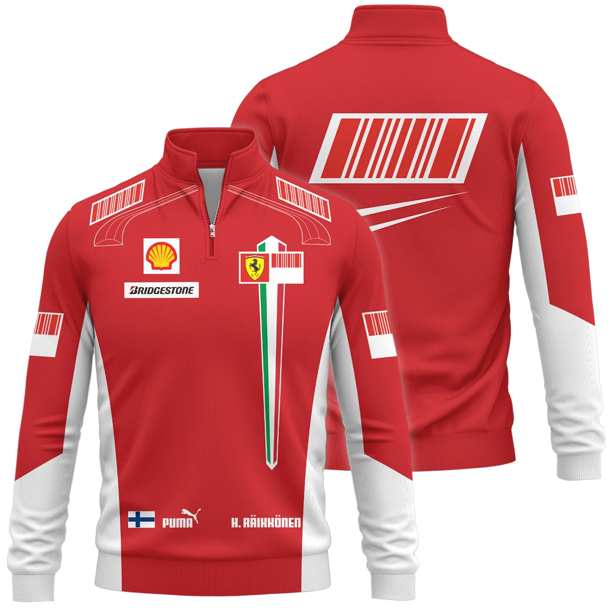 2007 WDC Kimi Raikkonen Racing Suit Ferrari Quarter-Zip Sweatshirt BLVAKR191125A10QZS - Trackside Outfit