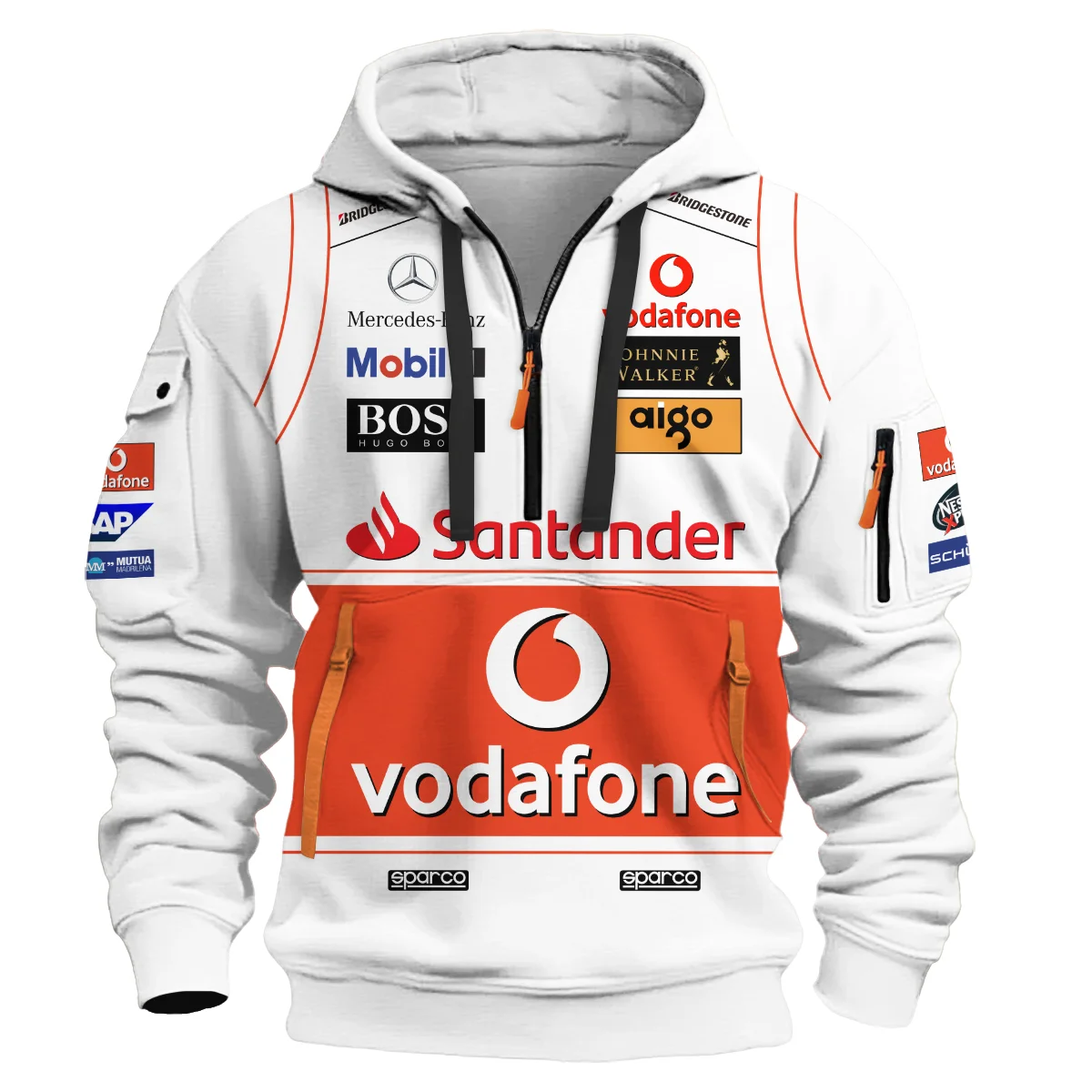 2008 Lewis Hamilton Racing Suit McLaren F1 Hoodie Half Zip BLVALH260825A9HDF - Image 2