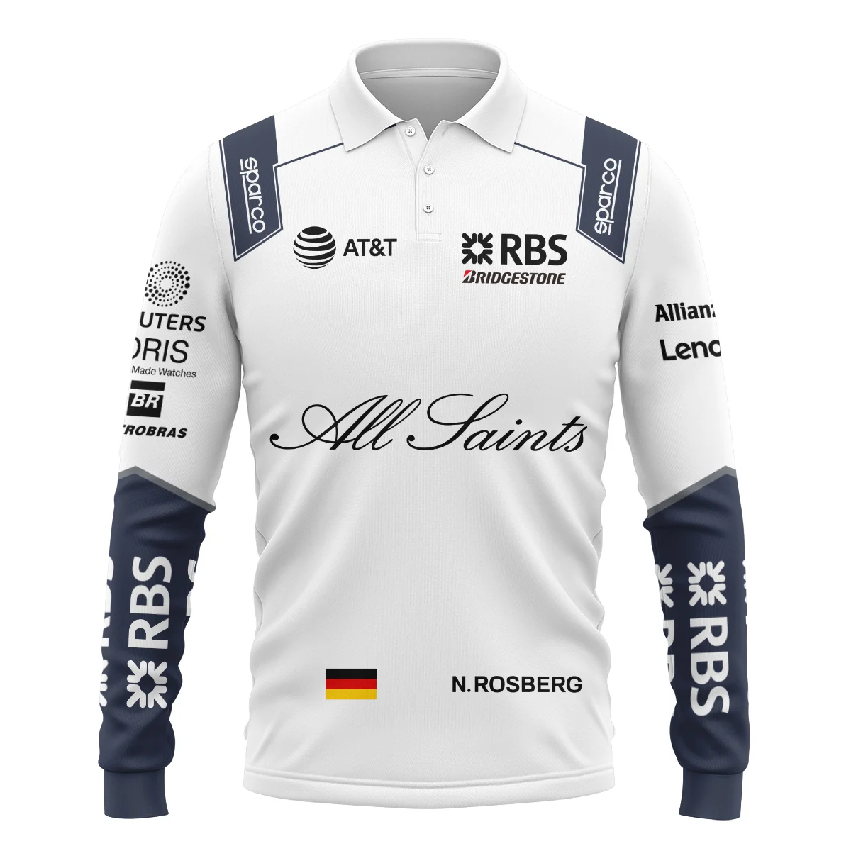 2008 Nico Rosberg Racing Suit Williams F1 Long Polo Shirt BLVANR281125A3LPL - Image 2