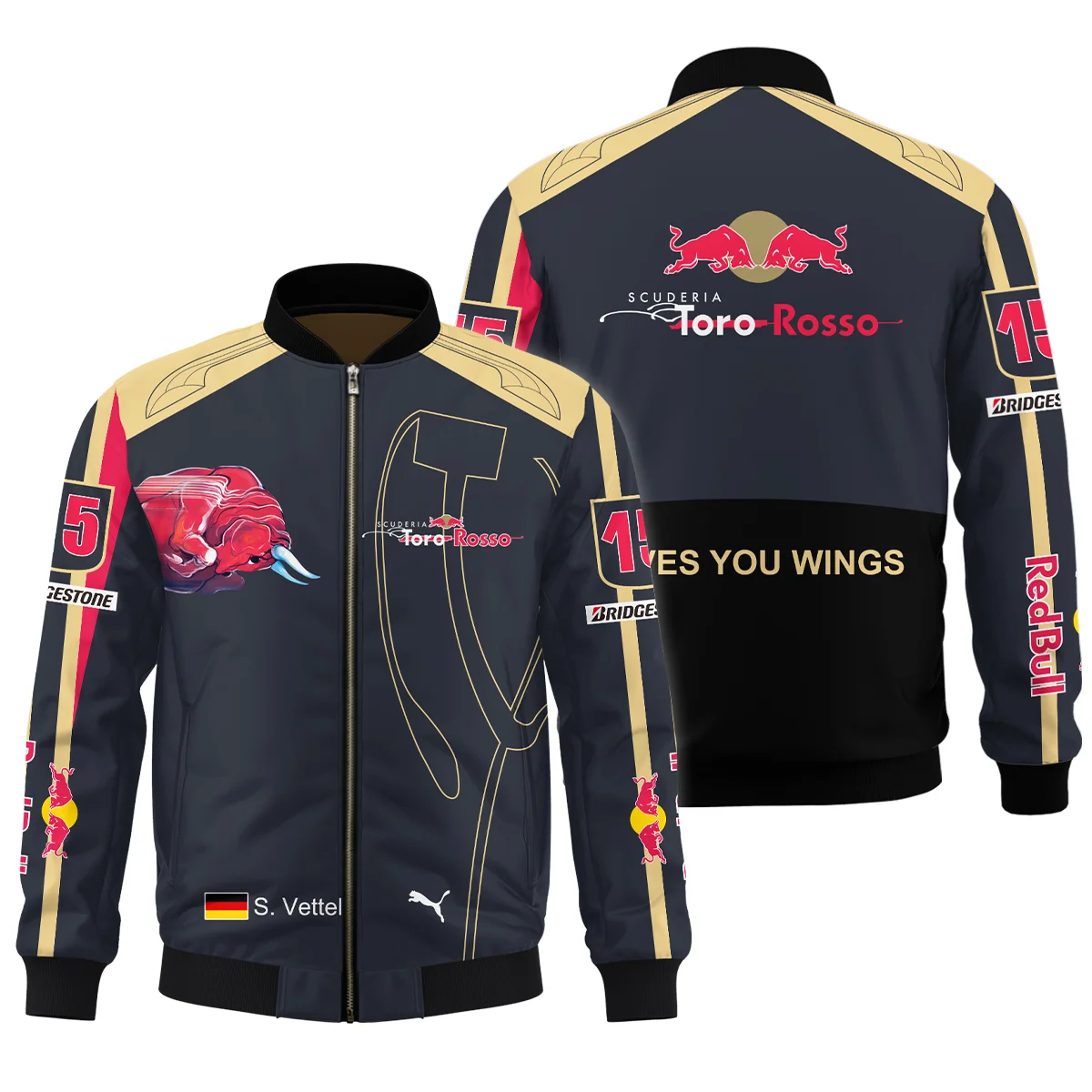 2008 Sebastian Vettel Racing Suit Toro Rosso F1 Bomber BLVASV110925A9BB - Motorsport Apparel