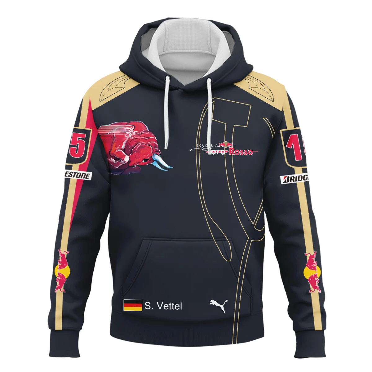 2008 Sebastian Vettel Racing Suit Toro Rosso F1 Hoodie BLVASV110925A9HD - Image 2