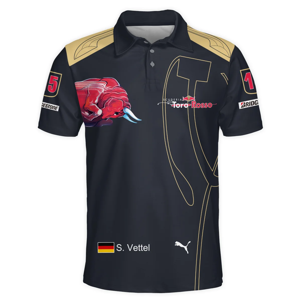 2008 Sebastian Vettel Racing Suit Toro Rosso F1 Polo Shirt BLVASV110925A9PL - Image 2
