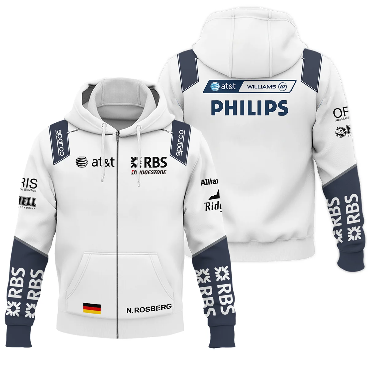 2009 Nico Rosberg Racing Suit Williams F1 Zipper Hoodie BLVANR281125A4ZHD