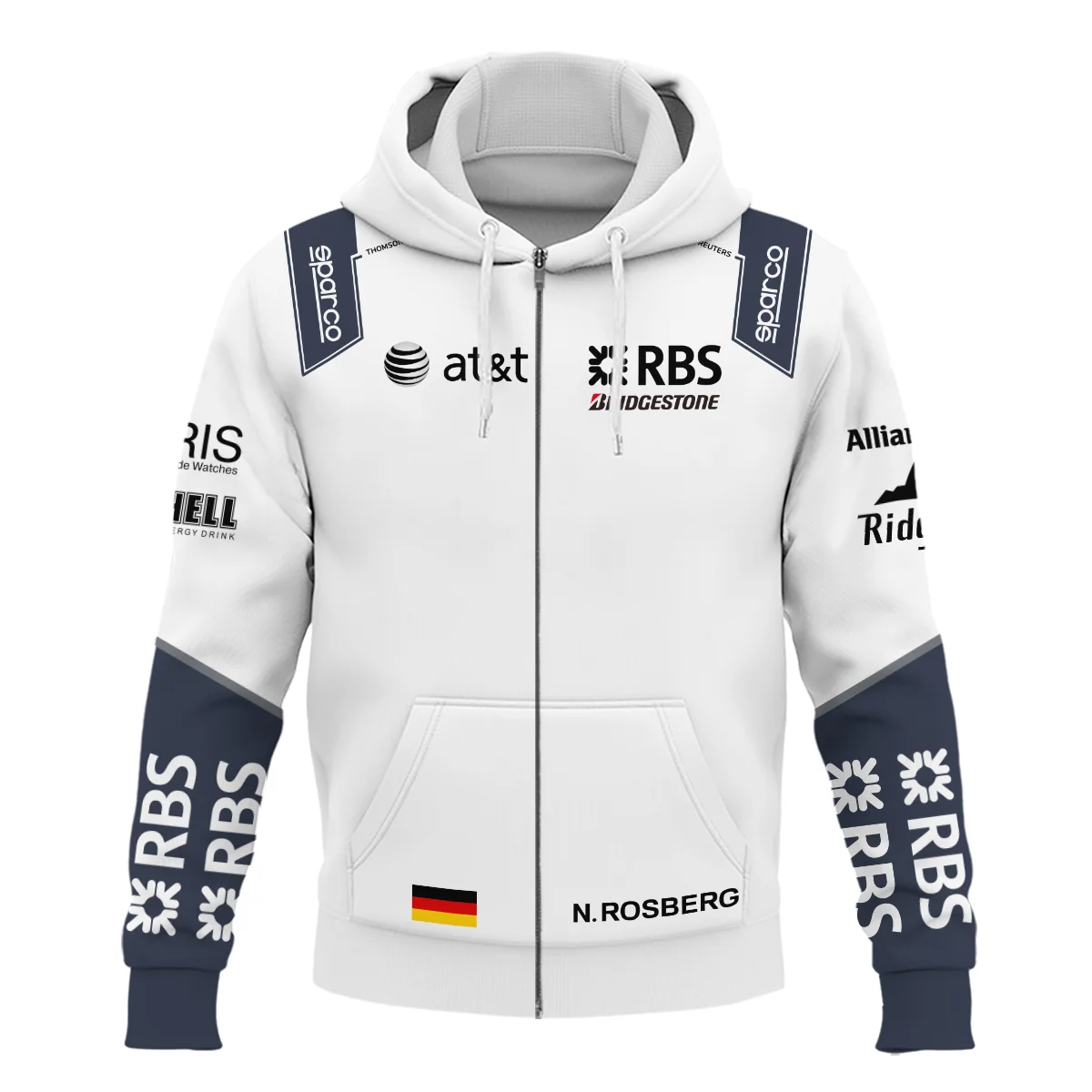 Alternative view of 2009 Nico Rosberg Racing Suit Williams F1 Zipper Hoodie BLVANR281125A4ZHD