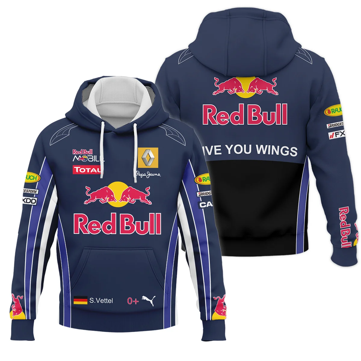 2010 Sebastian Vettel Racing Suit Red Bull Racing F1 Hoodie BLVASV110925A7HD - Race Day Design