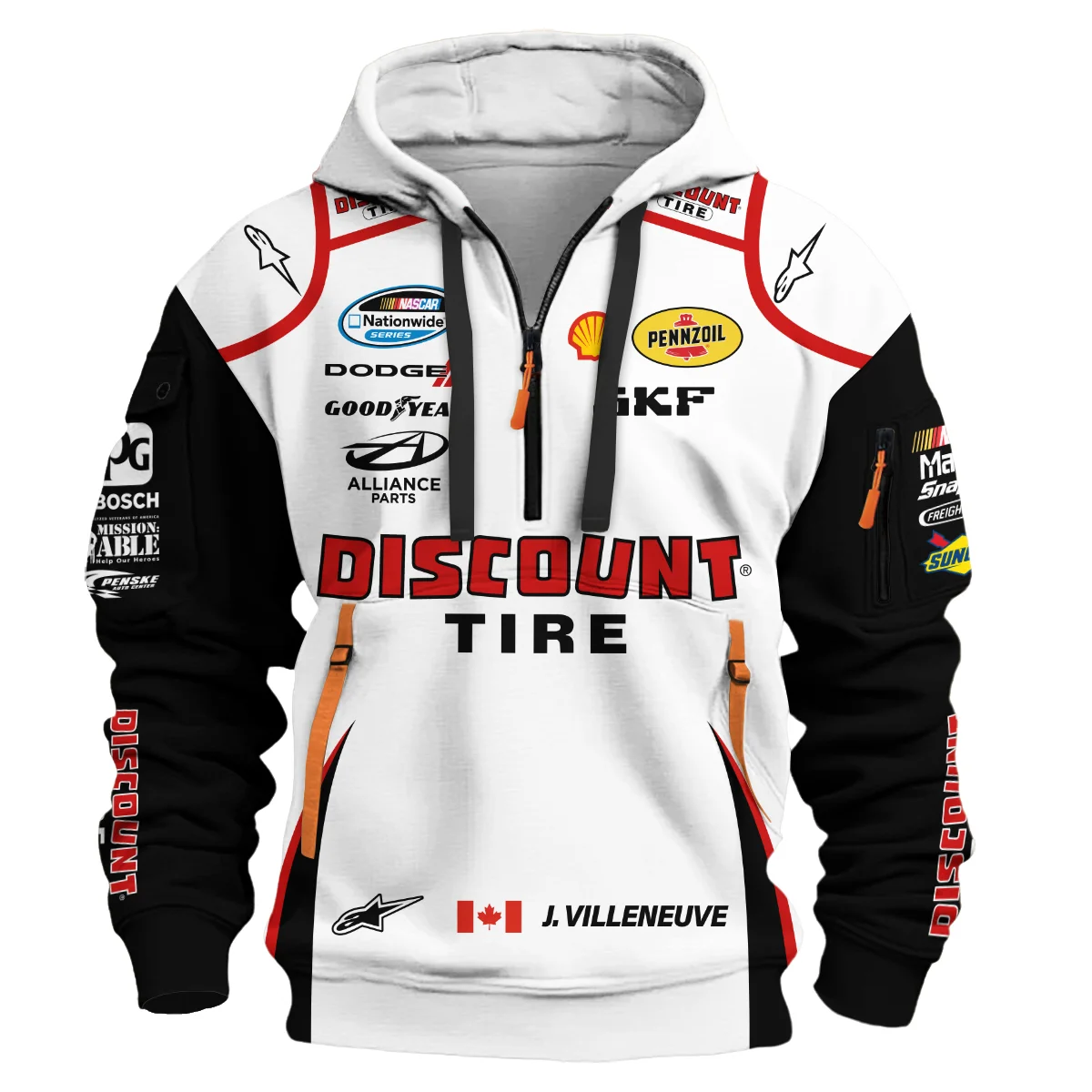 2011 Jacques Villeneuve Racing Suit F1 Hoodie Half Zip BLJV10825A9HDF - Image 2