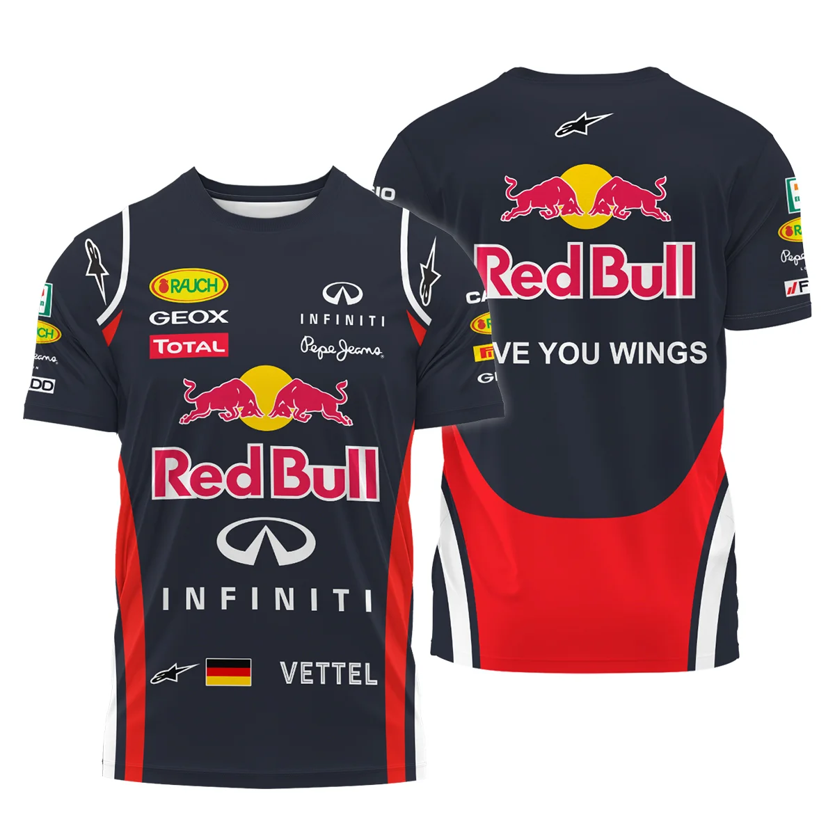 2011 Sebastian Vettel Racing Suit Red Bull Racing F1 T-Shirt BLVASV110925A6TS - Pit Lane Clothing