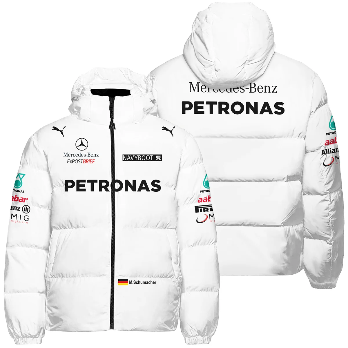 2012 Michael Schumacher Race Suit Mercedes F1 Down & Puffer Jackets BLVAMC020925A2HCJ