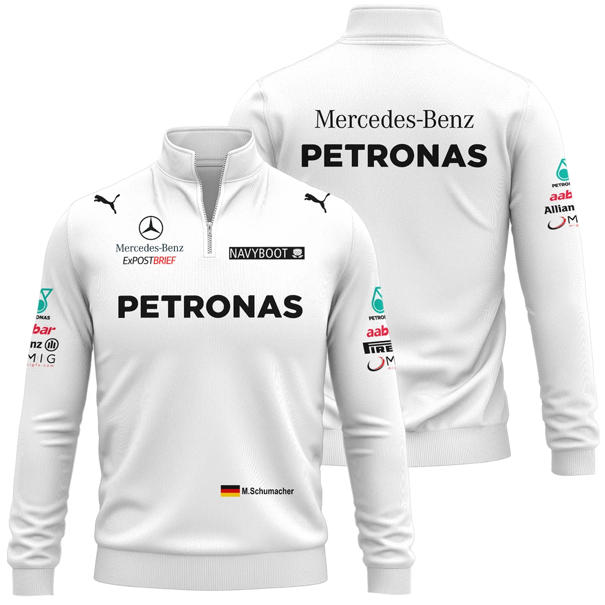 2012 Michael Schumacher Race Suit Mercedes F1 Quarter-Zip Sweatshirt BLVAMC020925A2QZS
