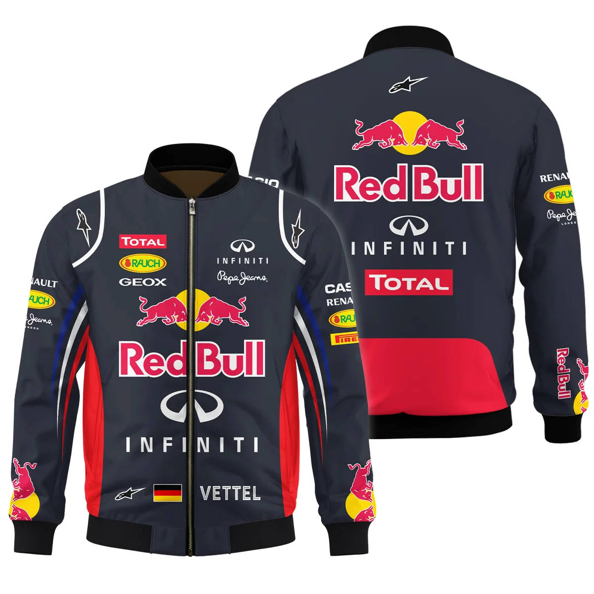 2012 Sebastian Vettel Racing Suit Red Bull Racing F1 Bomber BLVASV110925A5BB - Racing Lifestyle Clothing