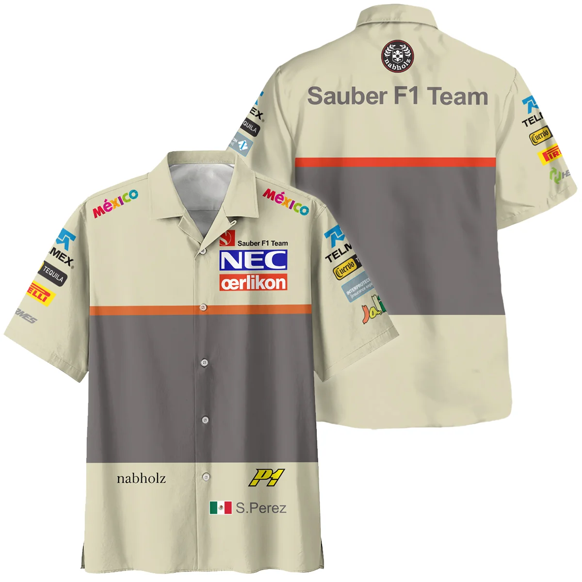 2012 Sergio Perez Racing Suit Sauber F1 Hawaiian Shirt BLVASP170925A10HW - Race Day Outfit