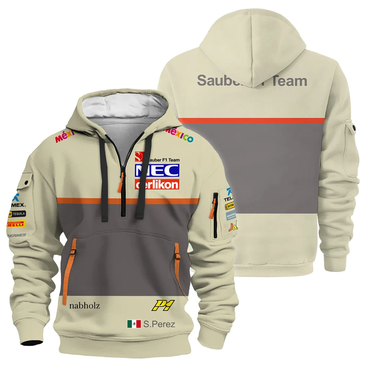 2012 Sergio Perez Racing Suit Sauber F1 Hoodie Half Zip BLVASP170925A10HDF - Pit Lane Clothing