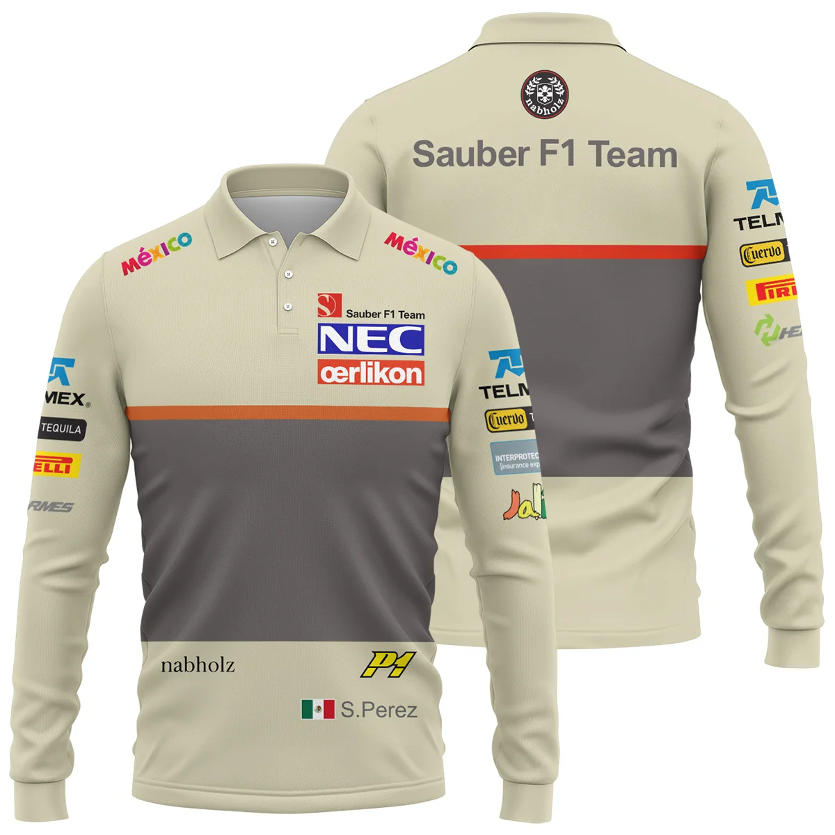 2012 Sergio Perez Racing Suit Sauber F1 Long Polo Shirt BLVASP170925A10LPL - Motorsport Lifestyle Wear
