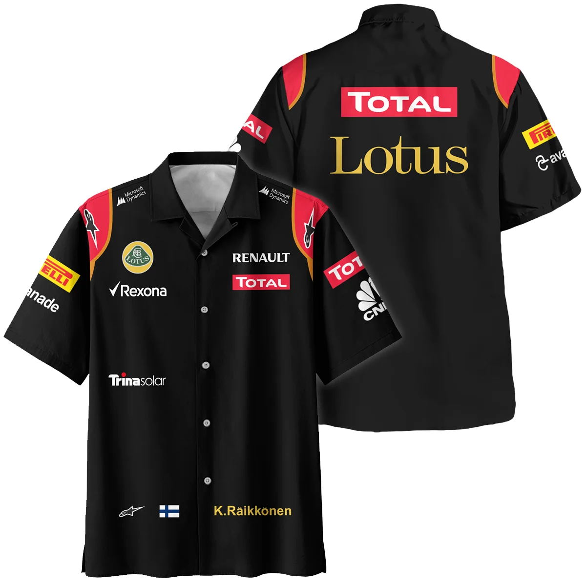 2013 Kimi Raikkonen Racing Suit Lotus F1 Hawaiian Shirt BLVAKR191125A9HW - Formula Racing Apparel