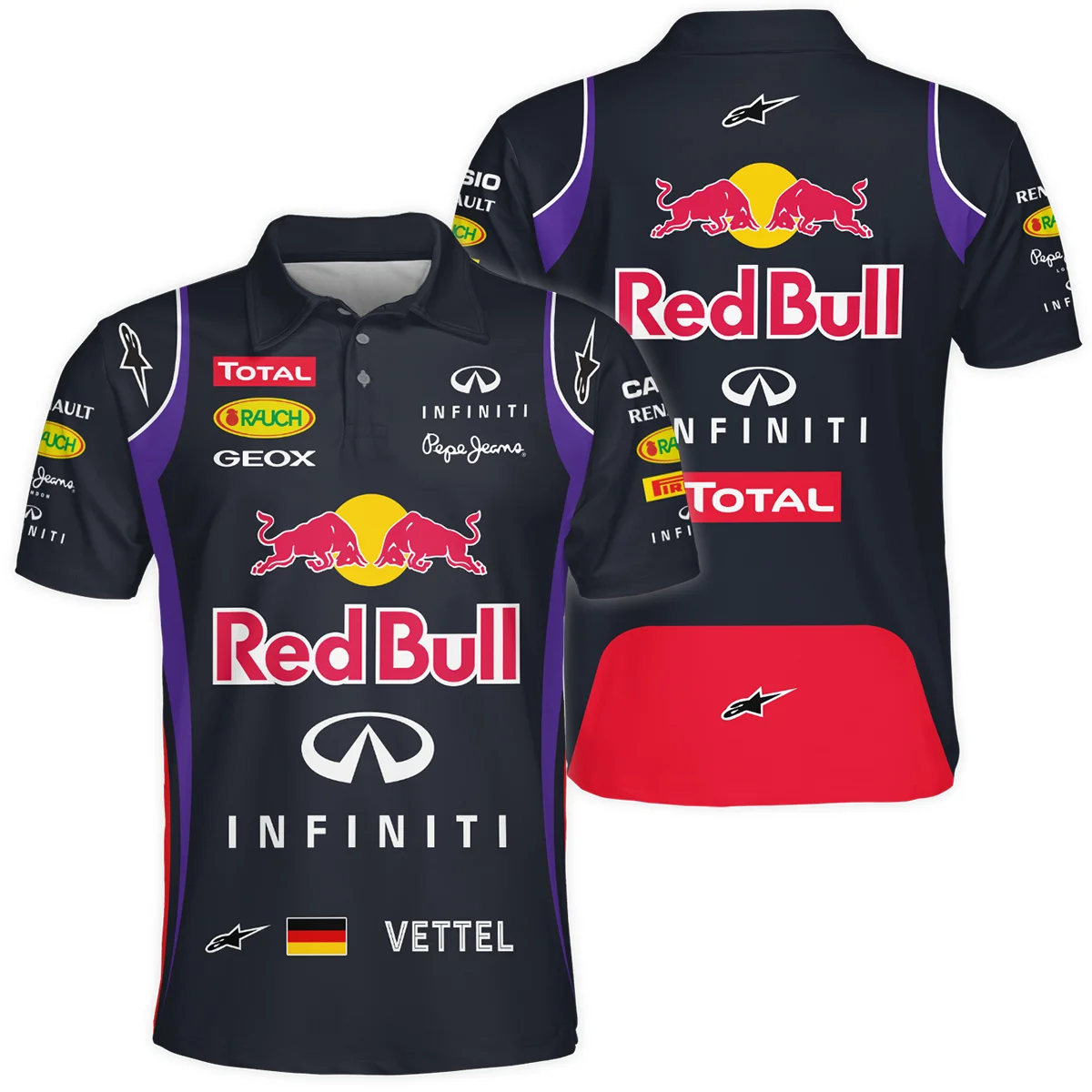 2013 Sebastian Vettel Racing Suit Red Bull Racing F1 Polo Shirt BLVASV110925A4PL - Racing Lifestyle Clothing