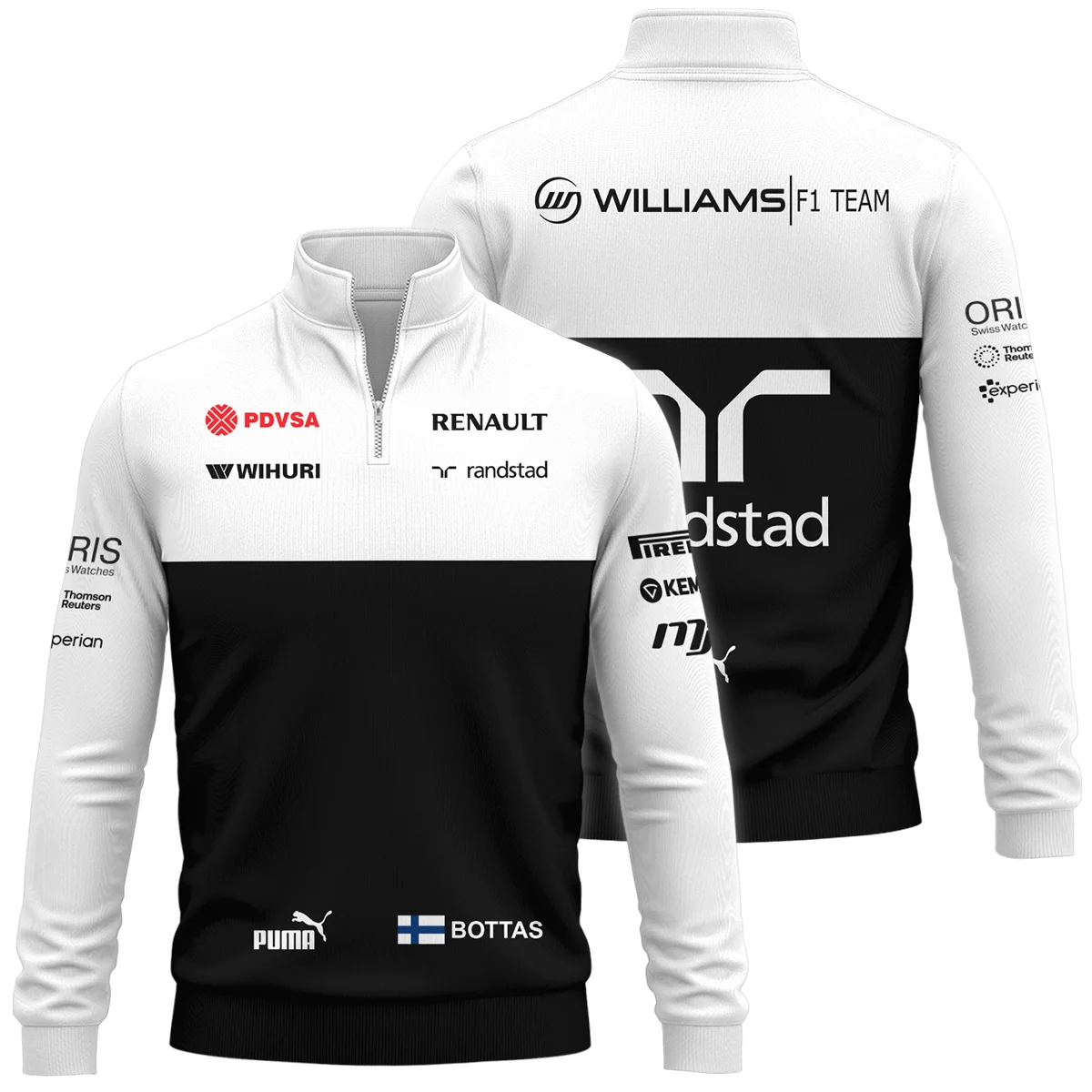 2013 Valtteri Bottas Racing Suit Williams F1 Quarter-Zip Sweatshirt BLVAVB130925A2QZS - Race Day Outfit