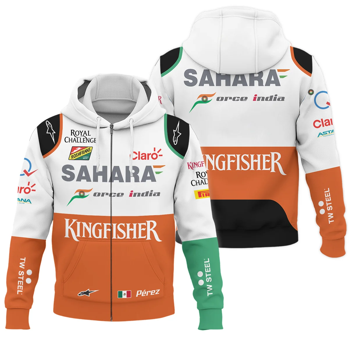 2014 Sergio Perez Racing Suit Force India F1 Zipper Hoodie BLVASP170925A8ZHD - Racing Lifestyle Clothing