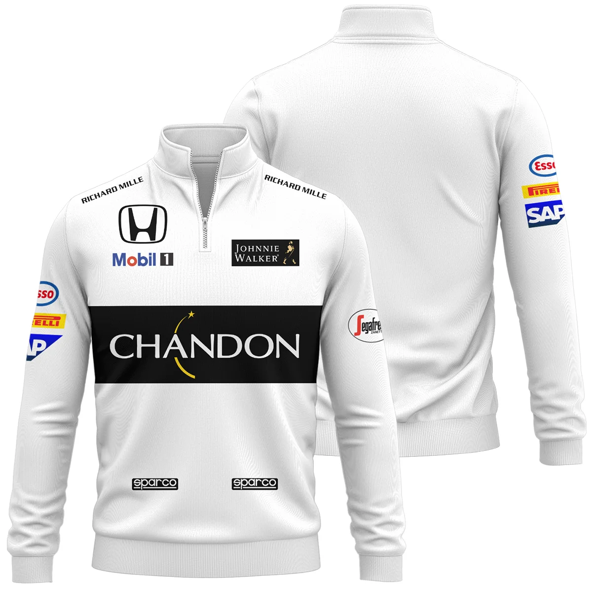 2015 Fernando Alonso Racing Suit McLaren F1 Quarter-Zip Sweatshirt BLVAFA030925A2QZS - Motorsport Apparel