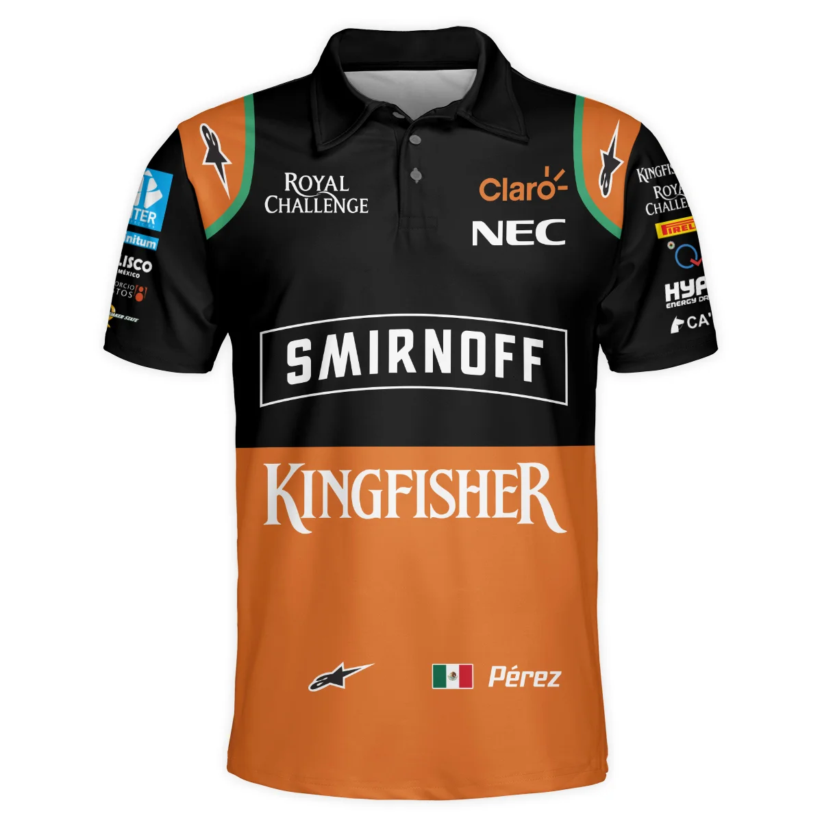2015 Sergio Perez Racing Suit Force India F1 Polo Shirt BLVASP170925A7PL - Image 2