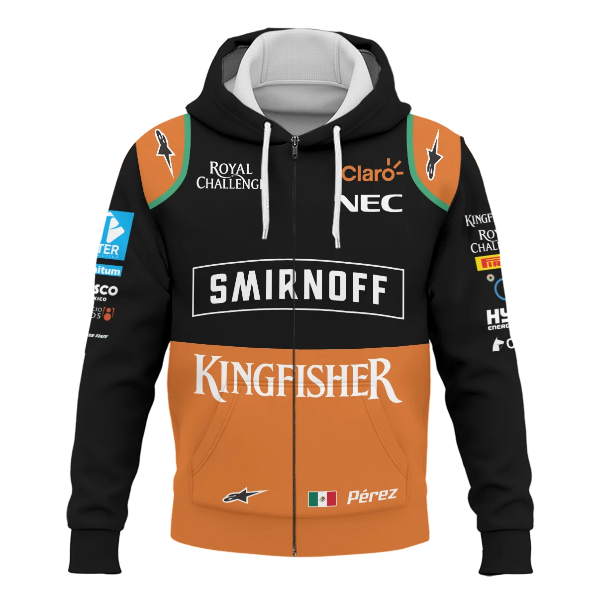 2015 Sergio Perez Racing Suit Force India F1 Zipper Hoodie BLVASP170925A7ZHD - Image 2