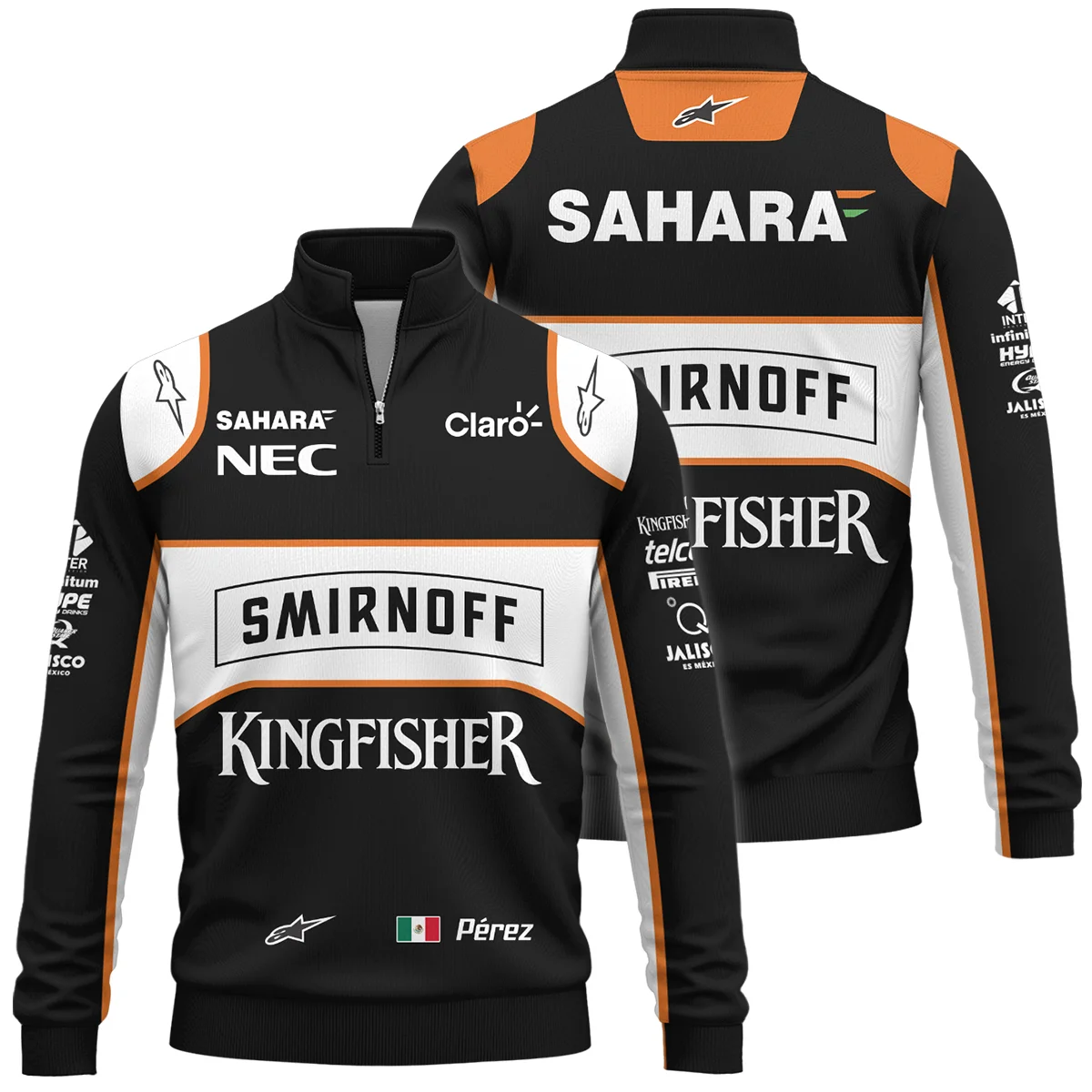 2016 Sergio Perez Racing Suit Force India F1 Quarter-Zip Sweatshirt BLVASP170925A6QZS - Race Day Outfit