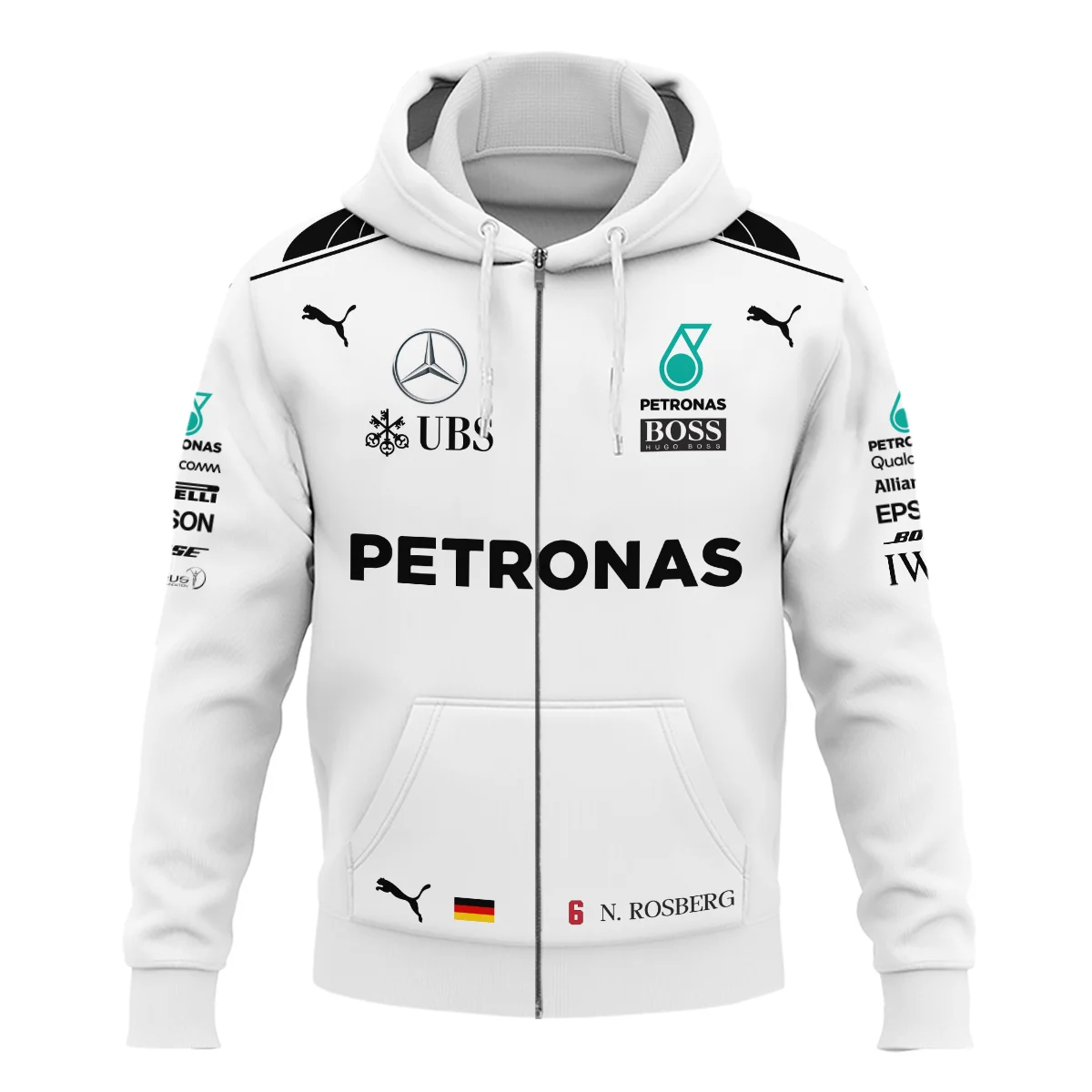Alternative view of 2016 WDC Nico Rosberg Racing Suit Mercedes F1 Zipper Hoodie BLVANR281125A1ZHD