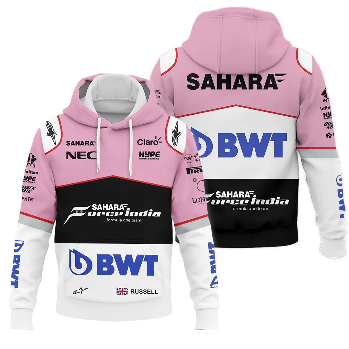2017 George Russell Racing Suit Force India F1 Hoodie BLVAGR080925A7HD - Formula Racing Apparel