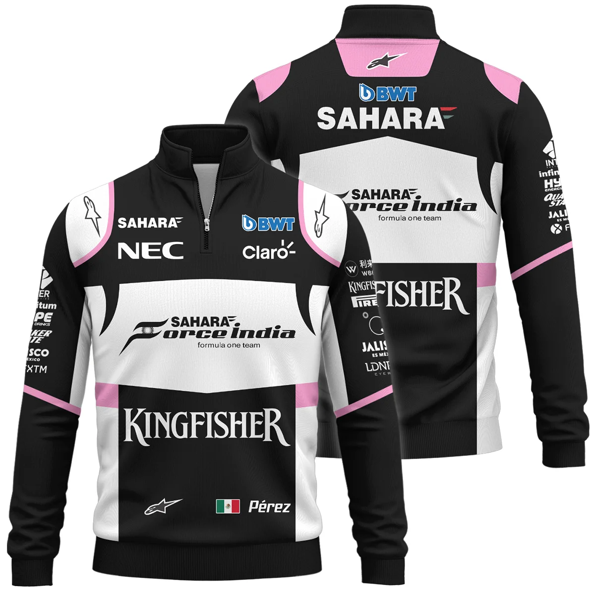 2017 Sergio Perez Racing Suit Force India F1 Quarter-Zip Sweatshirt BLVASP170925A5QZS