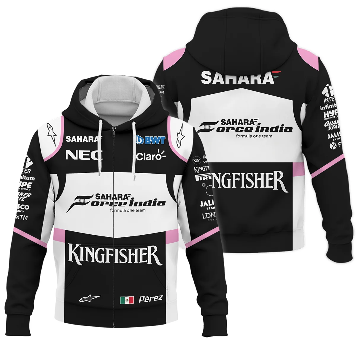2017 Sergio Perez Racing Suit Force India F1 Zipper Hoodie BLVASP170925A5ZHD