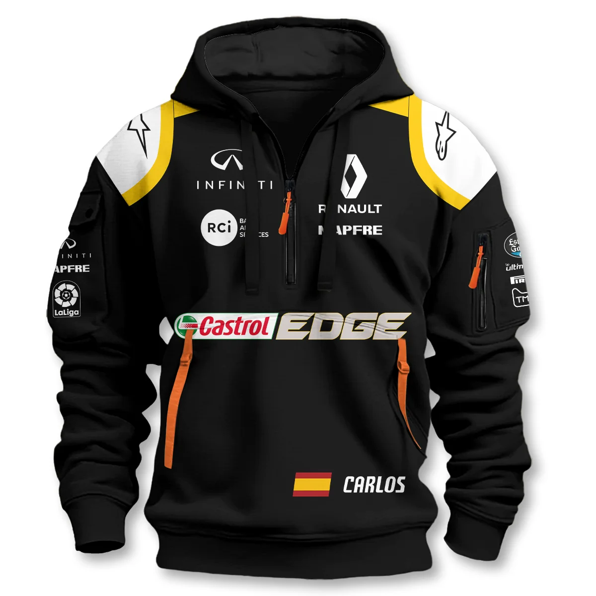 2018 Carlos Sainz Racing Suit Renault F1 Hoodie Half Zip BLVACS190825A1HDF - Image 2