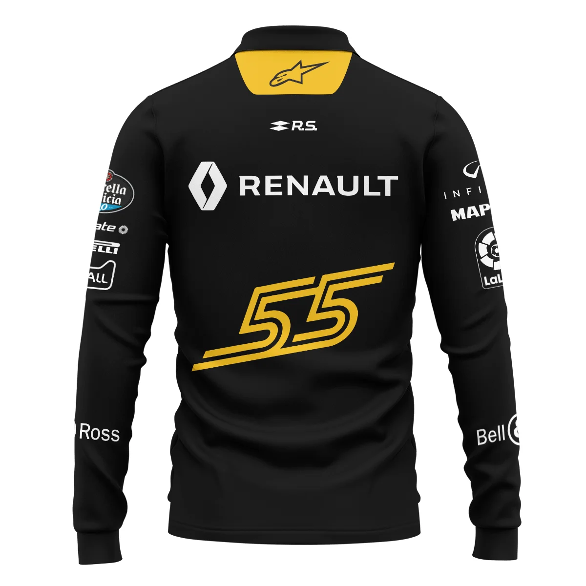 2018 Carlos Sainz Racing Suit Renault F1 Long Polo Shirt BLVACS190825A1LPL - Image 3