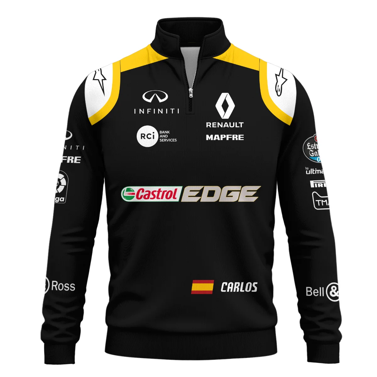 2018 Carlos Sainz Racing Suit Renault F1 Quarter-Zip Sweatshirt BLVACS190825A1QZS - Image 2