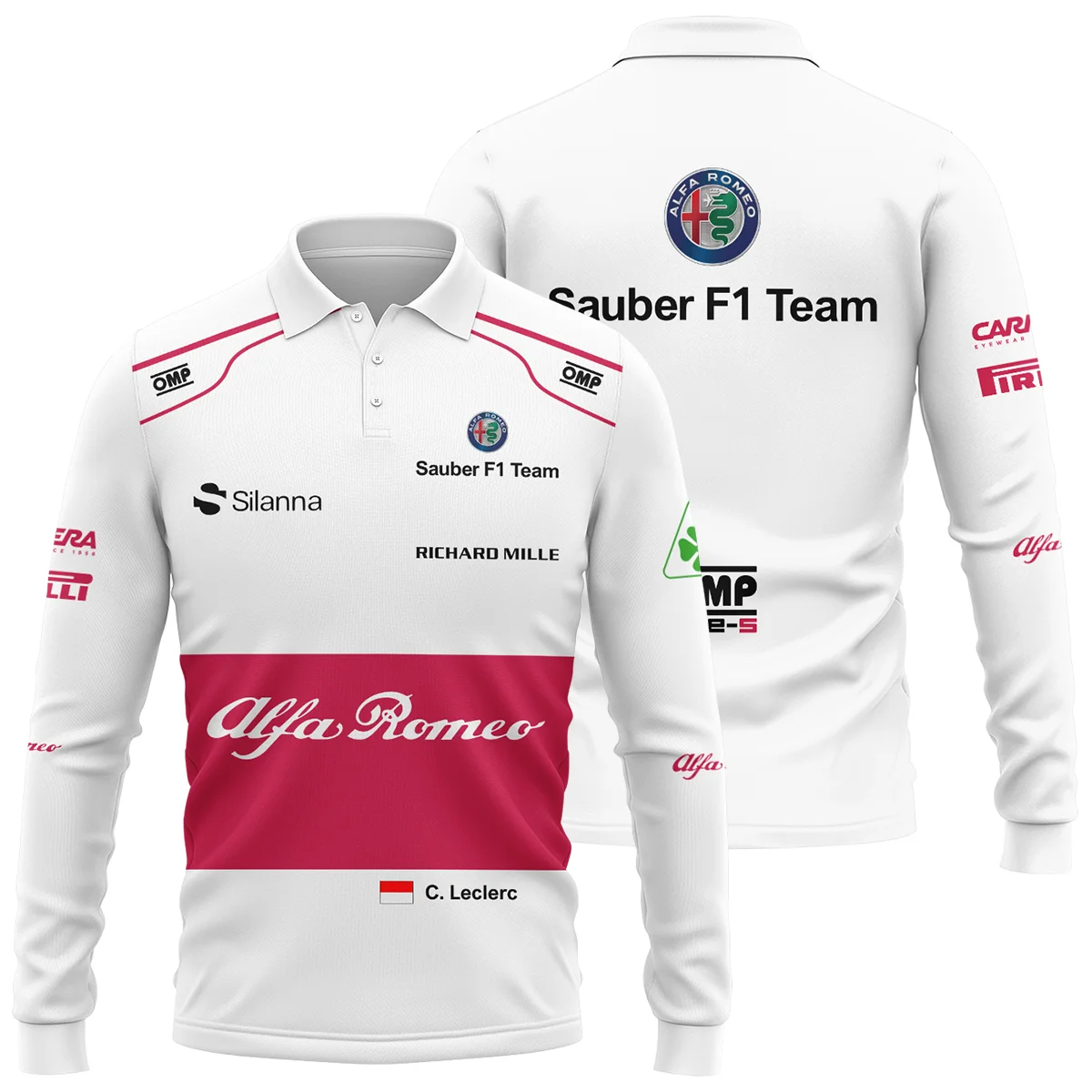 2018 Charles Leclerc Racing Suit Alfa Romeo Sauber F1 Long Polo Shirt BLVACL260825A6LPL - F1 Fan Gear
