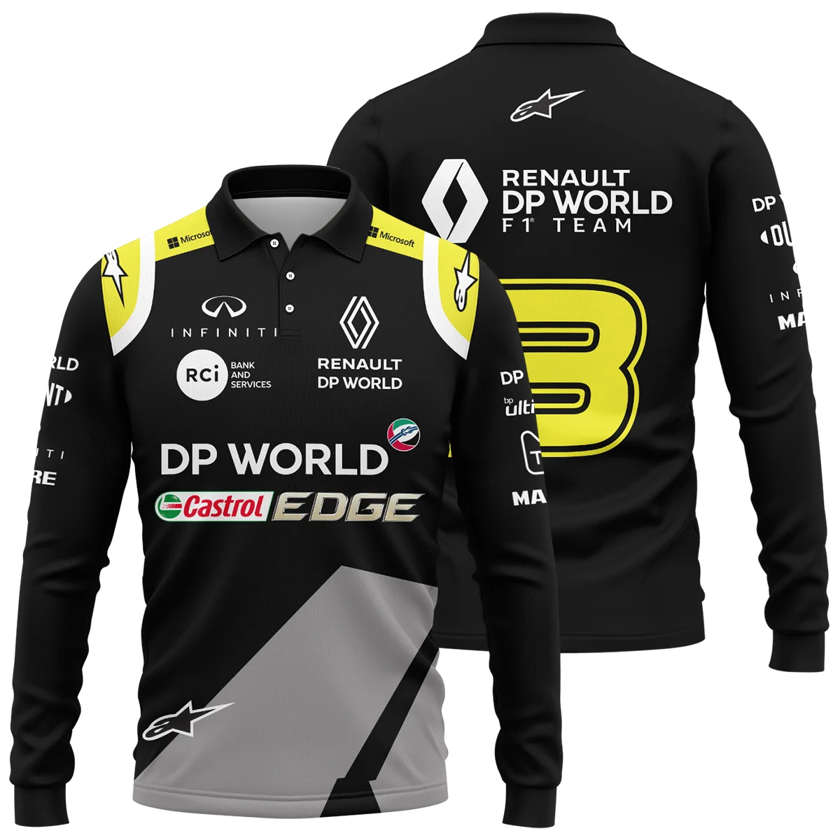 2018 Daniel Ricciardo Renault DP World Race Suit Long Polo Shirt BLVA180725A01LPL - Trackside Outfit