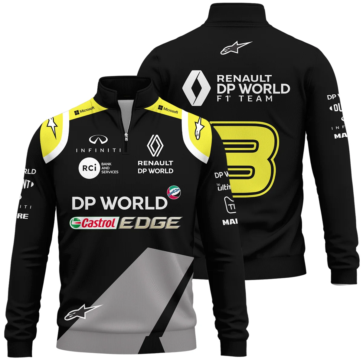 2018 Daniel Ricciardo Renault DP World Race Suit Quarter-Zip Sweatshirt BLVA180725A01QZS - Formula Racing Apparel