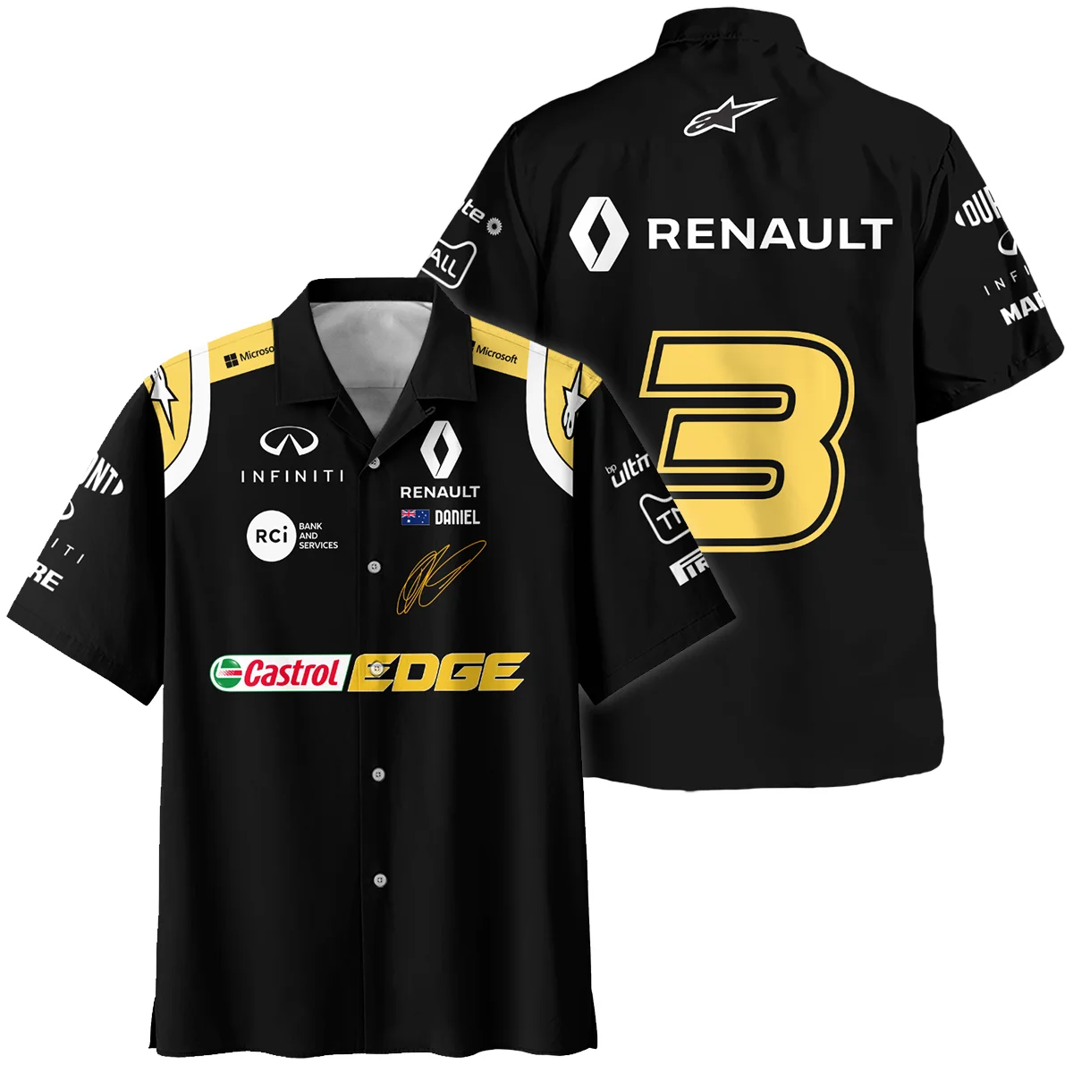 2019 Daniel Ricciardo Renault F1 Team Race Suit Hawaiian Shirt BLVA180725A02HW - Formula Racing Apparel