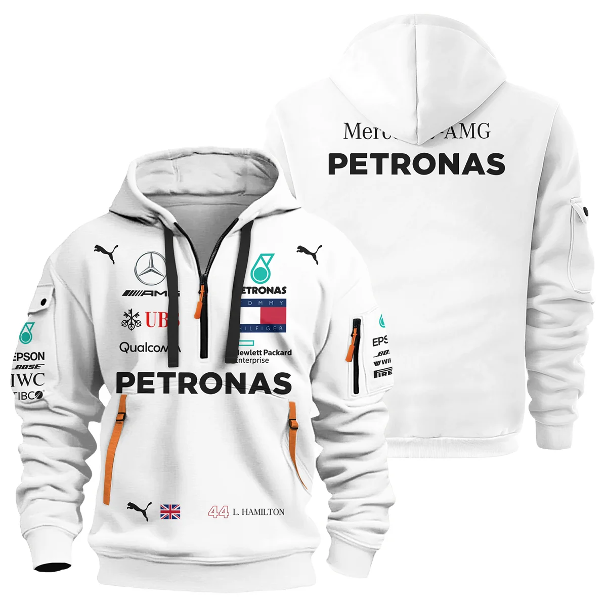 2019 Lewis Hamilton Racing Suit Mercedes F1 Hoodie Half Zip BLVALH260825A5HDF - Racing Lifestyle Clothing