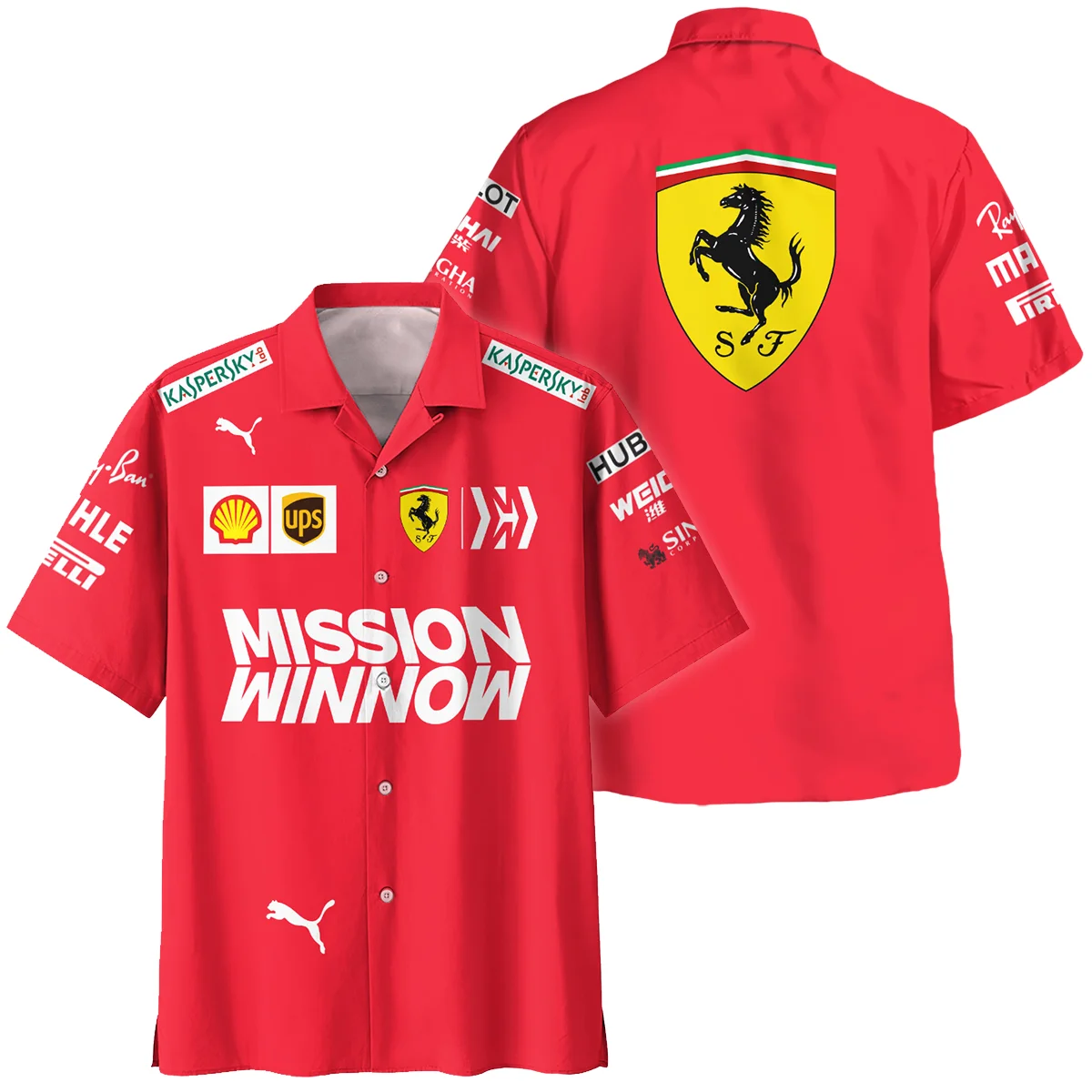 2019 Sebastian Vettel Racing Suit Ferrari F1 Hawaiian Shirt BLVASV110925A10HW - Racing Lifestyle Clothing
