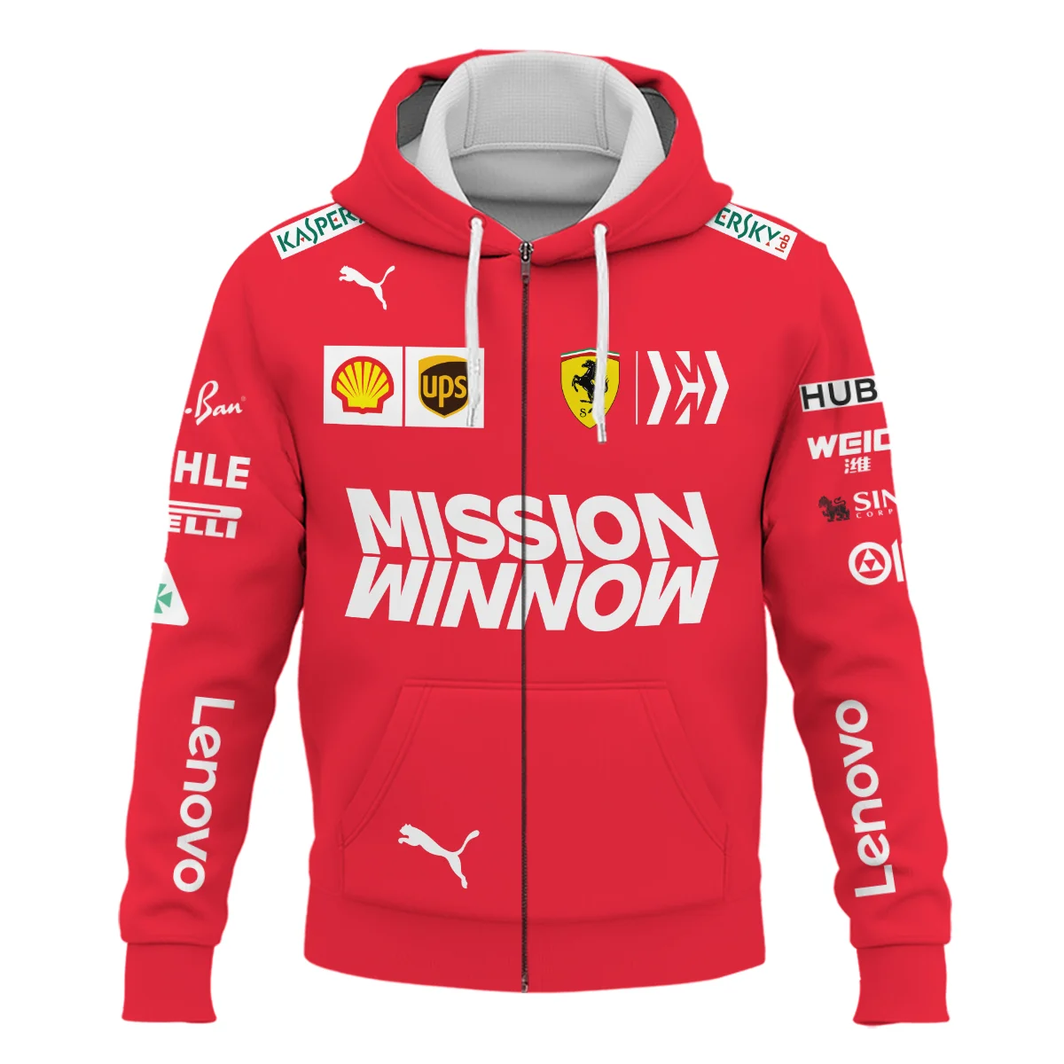 Alternative view of 2019 Sebastian Vettel Racing Suit Ferrari F1 Zipper Hoodie BLVASV110925A10ZHD