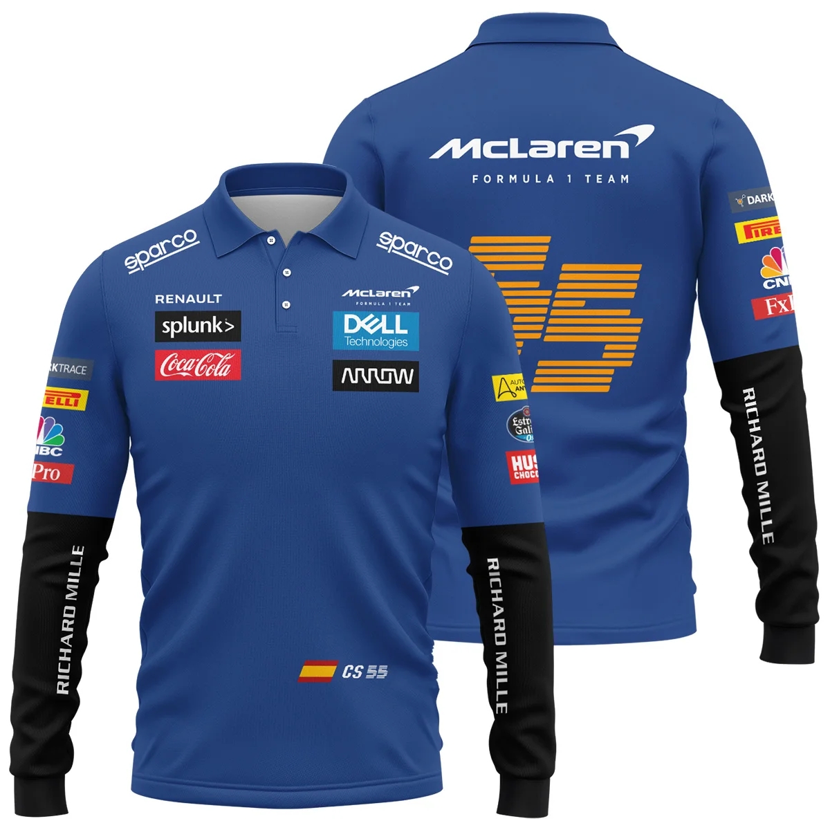2020 Carlos Sainz Racing Suit McLaren F1 Long Polo Shirt BLVACS190825A16LPL - Pit Lane Clothing